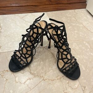 Sergio Rossi black patent leather spider heels